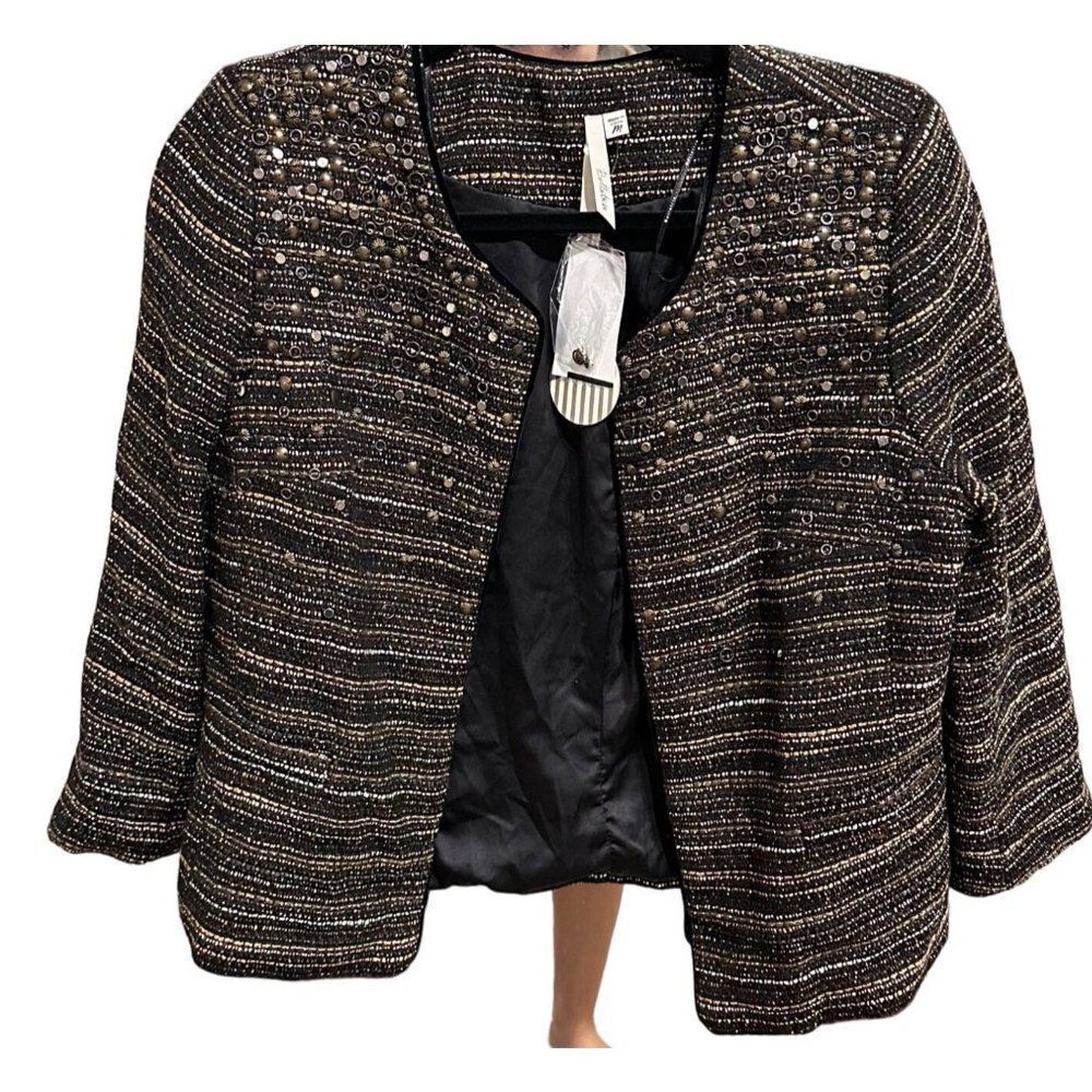 NWT blazer jacket womens Black Tweed embellished Bellatrix‎ size medium
